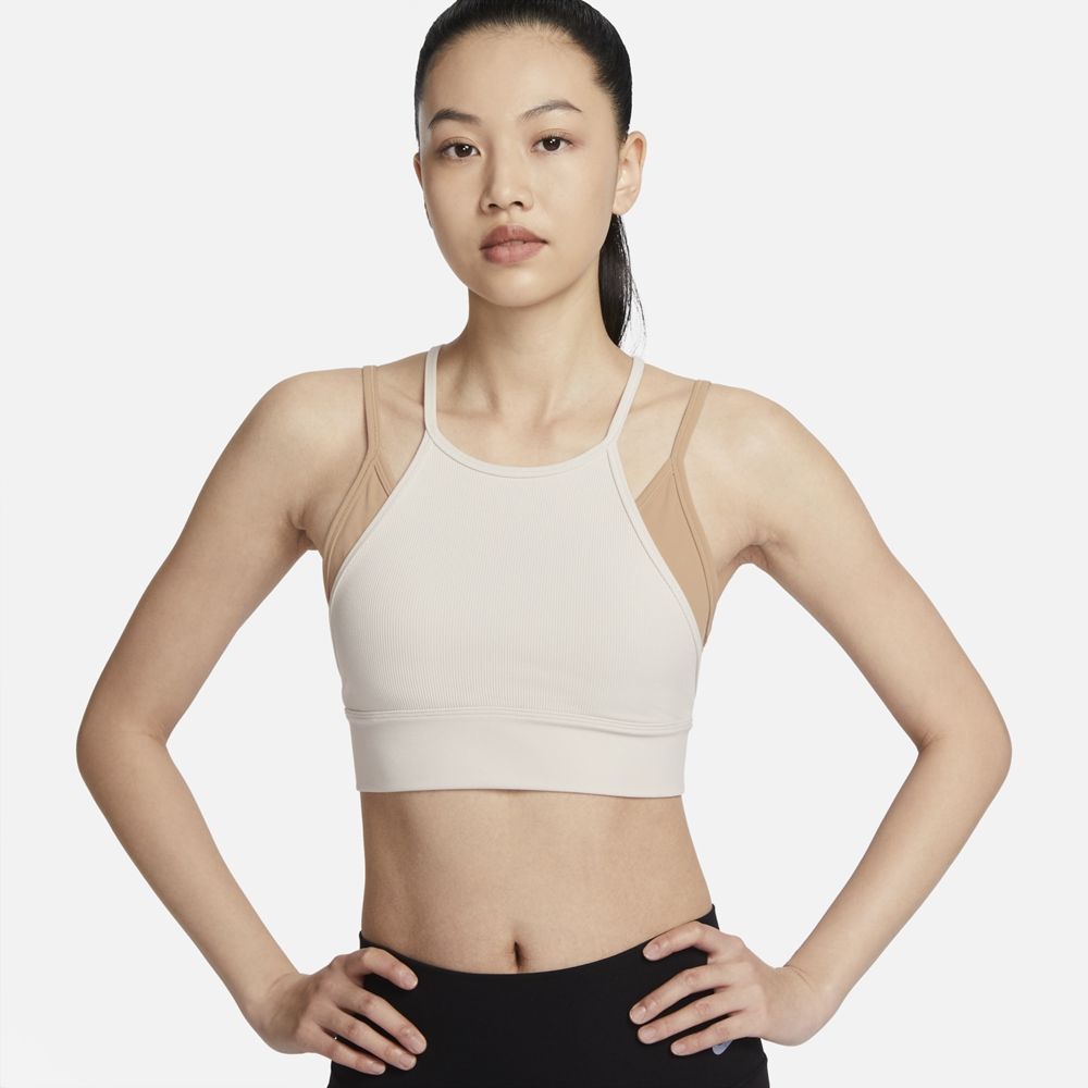 NIKE 耐吉 【NIKE】AS W NY DF INDY STRPY LL BRA G 女 運動內衣 灰白 米色-FZ6568104