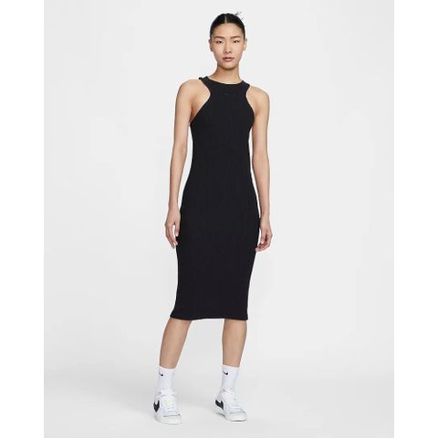 【NIKE】AS W NSW NK CHLL KNT RIB MIDI 女 春夏洋裝 黑-FN3680010