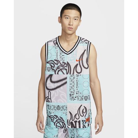 【NIKE】AS M NK DF DNA JERSEY AOP GCEL 男 籃球背心 粉藍-HF6141418