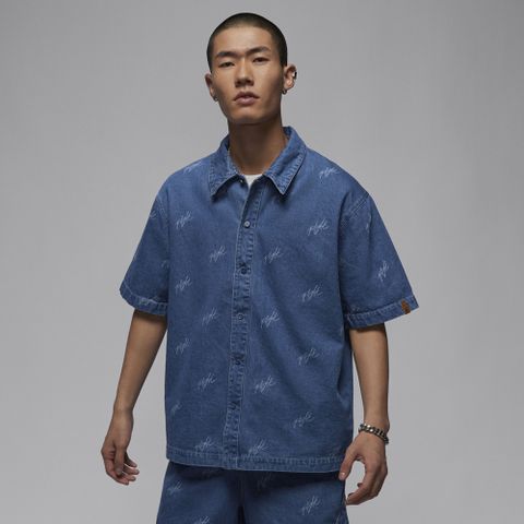 NIKE 耐吉 AS M J FLT HRTG DENIM AOP TOP 男 短袖上衣 牛仔藍-FN4654436