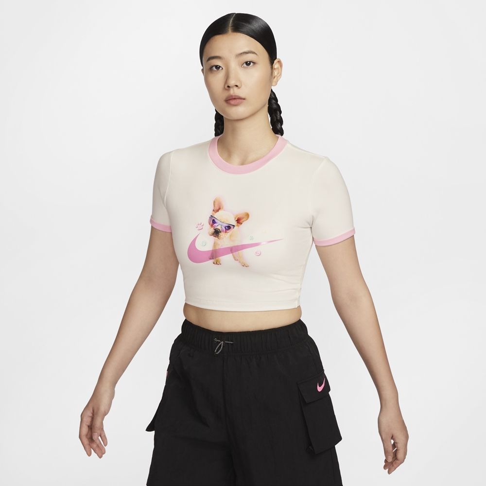 NIKE 耐吉 【NIKE】AS W NSW TEE SLIM CRP GCEL 女 短袖上衣 白色-HM4621133