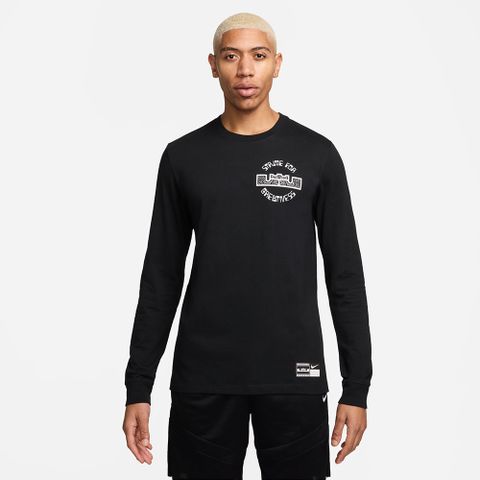 【NIKE】AS LBJ M NK TEE M90 LS 男 長袖上衣 黑色-HF6192010