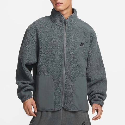 NIKE 耐吉 AS M NK CLUB+ SHERPA WNTR JKT 男 刷毛外套 灰色 羊羔毛 工裝-FB8387068