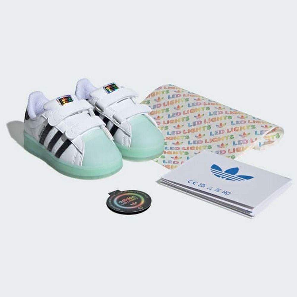 ADIDAS 愛迪達 【ADIDAS】SUPERSTAR LED LIGHTS CF I 休閒鞋 嬰幼 童鞋 白色-IG7005