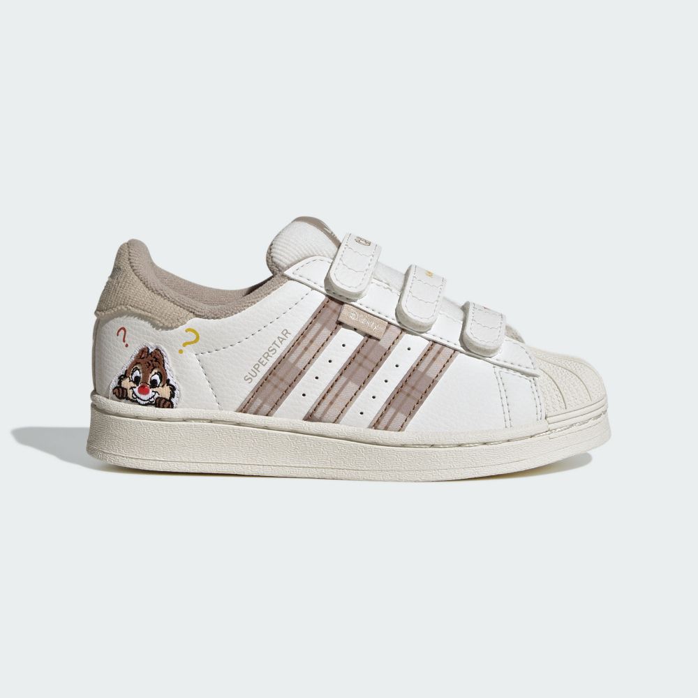 adidas 愛迪達 SUPERSTAR CF C 休閒鞋 中大童鞋 奇奇與蒂蒂 白色 卡其-IH3499