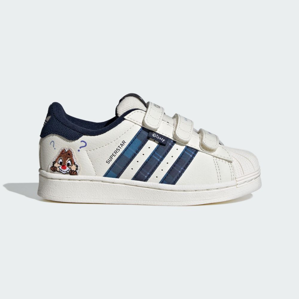 adidas 愛迪達 SUPERSTAR CF C 休閒鞋 中大童鞋 奇奇與蒂蒂 白色 深藍-IH3500