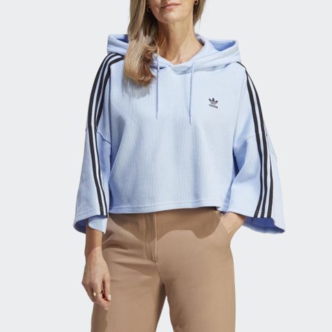 ADIDAS 愛迪達 CROPPED HOODIE 連帽上衣 女 藍色-IC5460