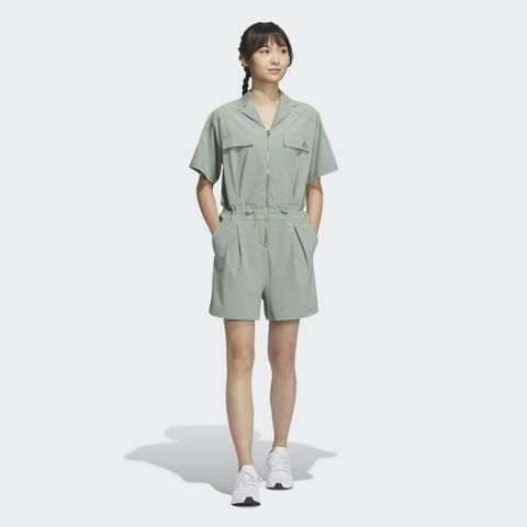 【ADIDAS】FOT JUMPSUIT 連身衣 連身短褲 女 綠色-HY2843