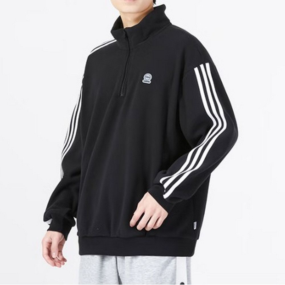 ADIDAS 愛迪達 【ADIDAS】U ESNT HALFZIP 中 圓領套頭衫-HN8735