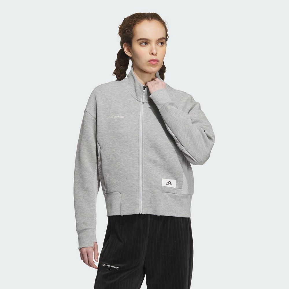 ADIDAS 愛迪達 【ADIDAS】LOUNGE DK JKT 休閒外套 女 灰色-IP0757