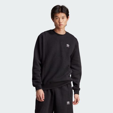 ADIDAS 愛迪達 【ADIDAS】ESS+ CREW RVS 圓領套頭衫 男 黑色-II5800