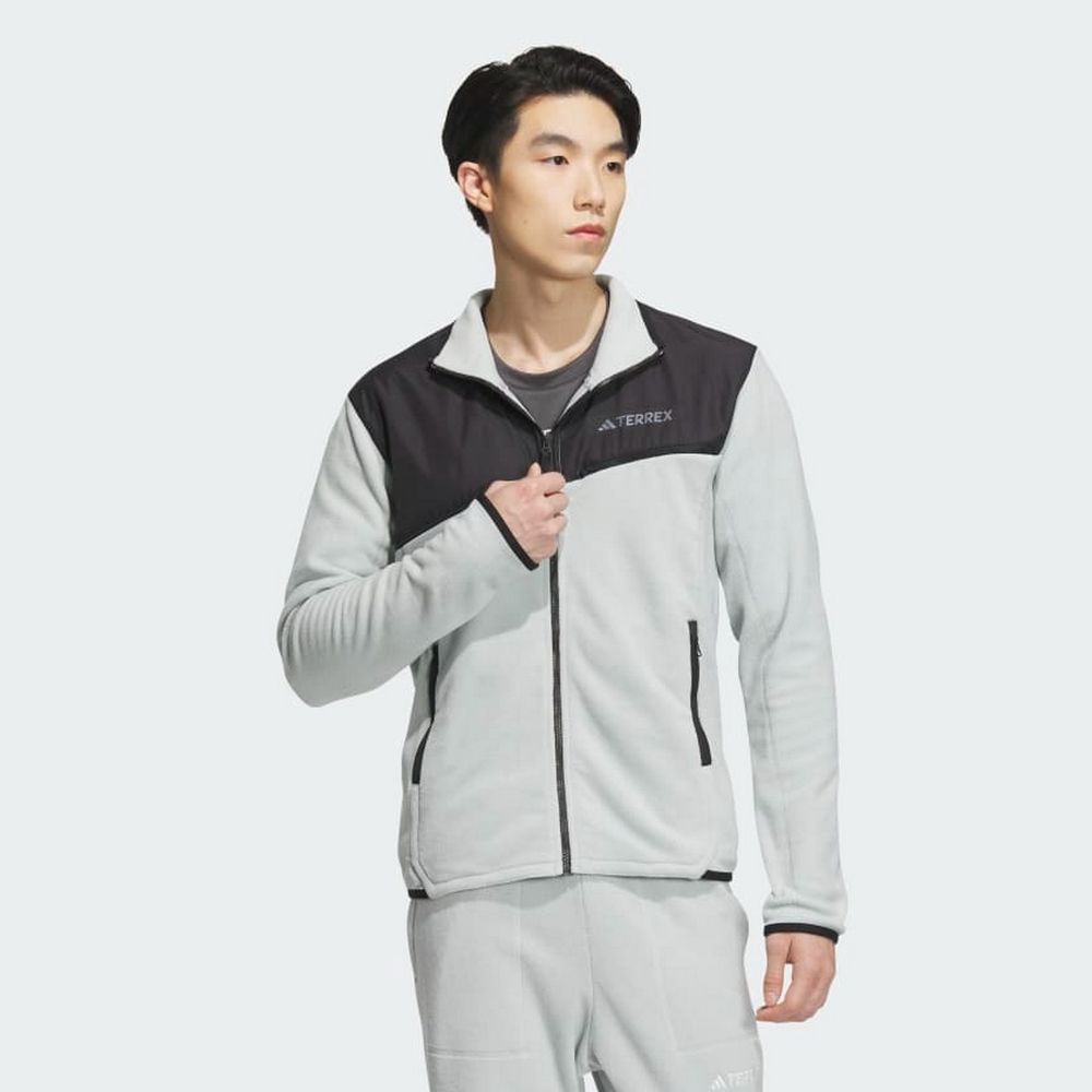 ADIDAS 愛迪達 【ADIDAS】FLEECE JACKET 休閒外套 男 灰色-IL8994