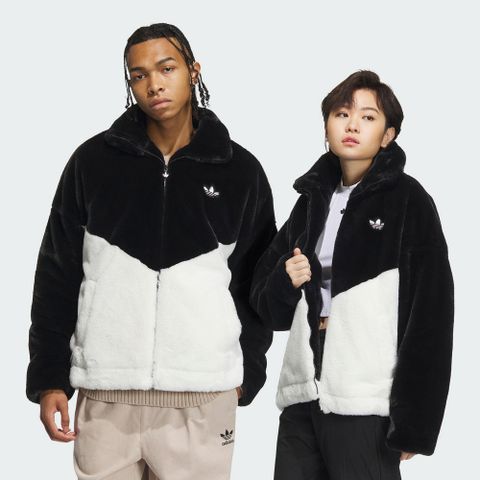 ADIDAS 愛迪達 【ADIDAS】FUR LOGO JKT U 休閒外套 男女 黑白-IN0981