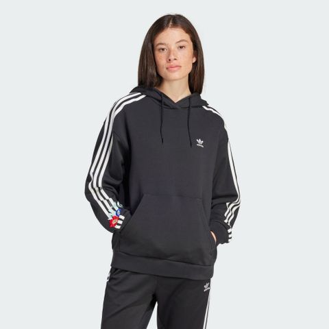 【ADIDAS】FLORAL HOODIE 連帽上衣 女 黑色-IU2515