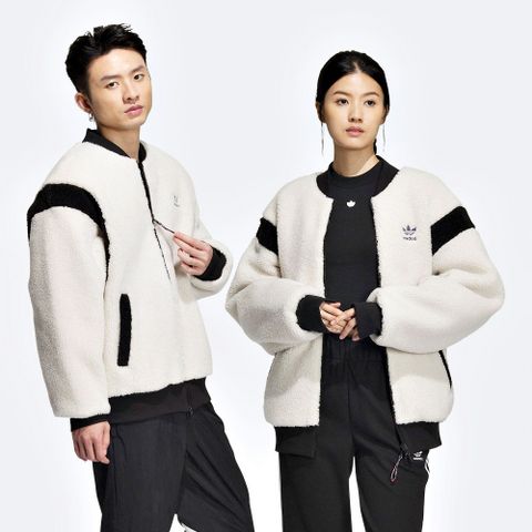 ADIDAS 愛迪達 【ADIDAS】CNY新年 SHERPA BOMBER 休閒外套 男女 雙面外套 米/紅-IX4214