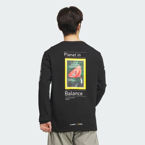 ADIDAS 愛迪達 【ADIDAS】國家地理合作款 NATGEO LS TEE 長袖上衣 男 黑色-IS9510