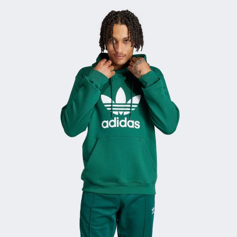 ADIDAS 愛迪達 【ADIDAS】TREFOIL HOODY 連帽上衣 帽T 男 綠色-IM9407