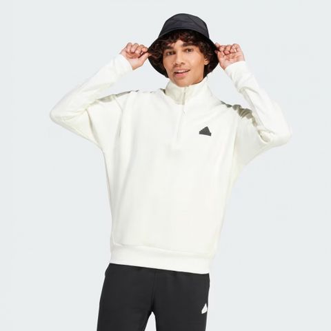 ADIDAS 愛迪達 【ADIDAS】M Z.N.E. H-ZIP 立領拉鍊大學T 男 白色-IN1850