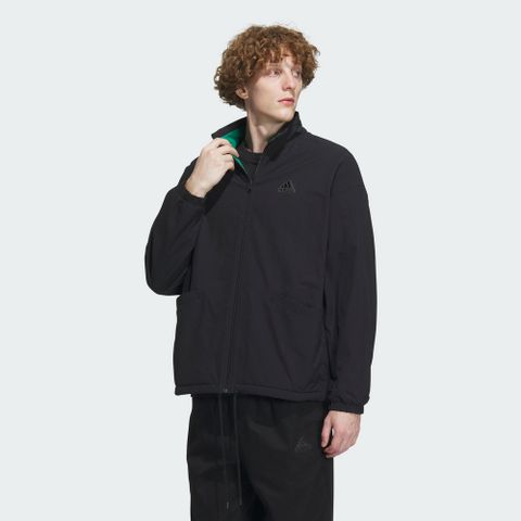 ADIDAS 愛迪達 【ADIDAS】ST FL REVRS JKT 休閒外套 男 立領外套 雙面外套 黑/綠-IT3965