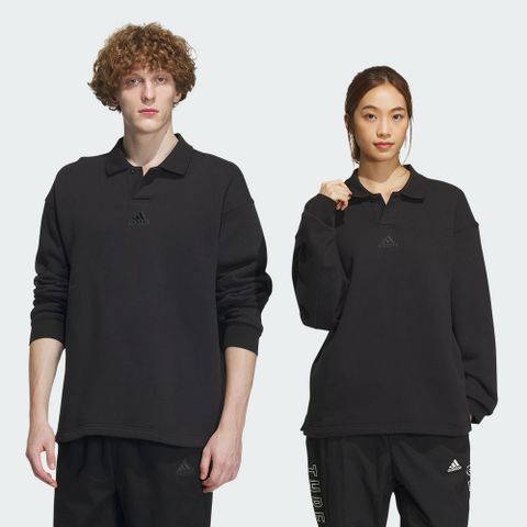 ADIDAS 愛迪達 【ADIDAS】ST FL LS POLO 連帽上衣 帽T 男女 黑色-IT3972