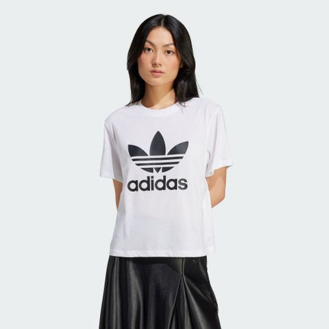 ADIDAS 愛迪達 【ADIDAS】TRFL TEE BOXY 短袖上衣 女 白色-IN8441