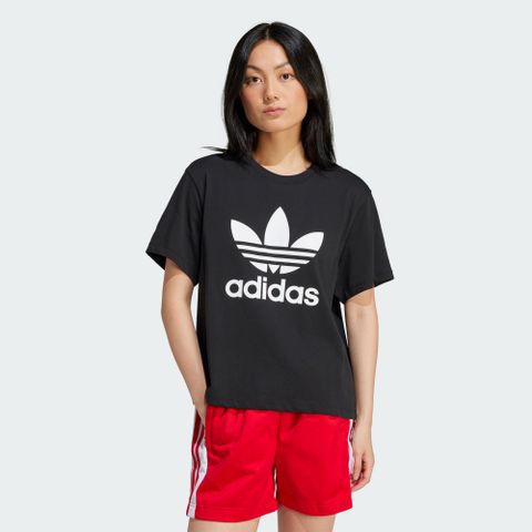 ADIDAS 愛迪達 【ADIDAS】TRFL TEE BOXY 短袖上衣 女 黑色-IU2422