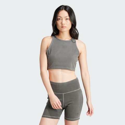 ADIDAS 愛迪達 【ADIDAS】ESS+ CROP TANK 背心上衣 女 灰色-IU2709