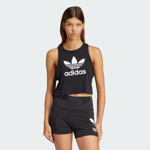 【ADIDAS】TREFOIL TANK 背心上衣 女 黑色-IU0067