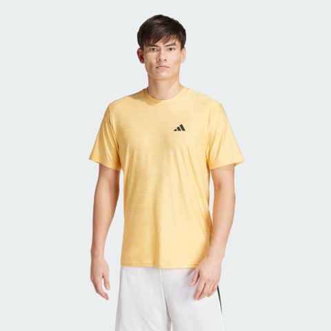 【ADIDAS】TR-ES STRETCH T 短袖上衣 男 黃色-IT5402