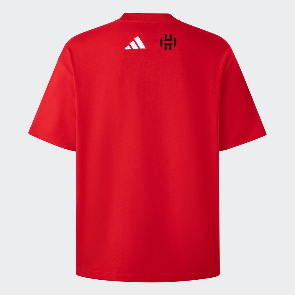 ADIDAS 愛迪達 【ADIDAS】BB HARDEN TEE 短袖上衣 男 紅色-JY2754