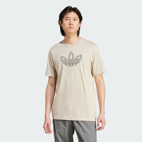 ADIDAS 愛迪達 【ADIDAS】OUTLINE TEE 短袖上衣 男 卡其色-IW5824