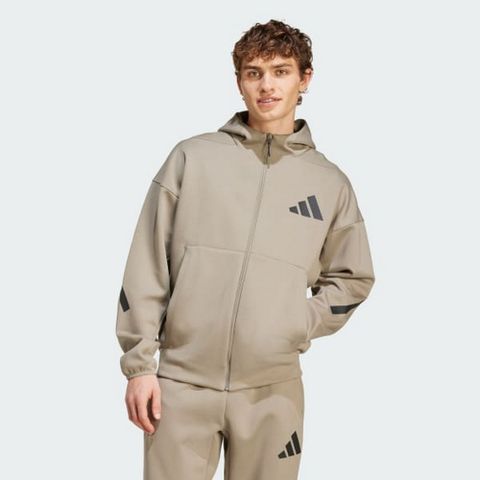 ADIDAS 愛迪達 【ADIDAS】M Z.N.E. FZ 連帽外套 男 棕綠色-JD9600