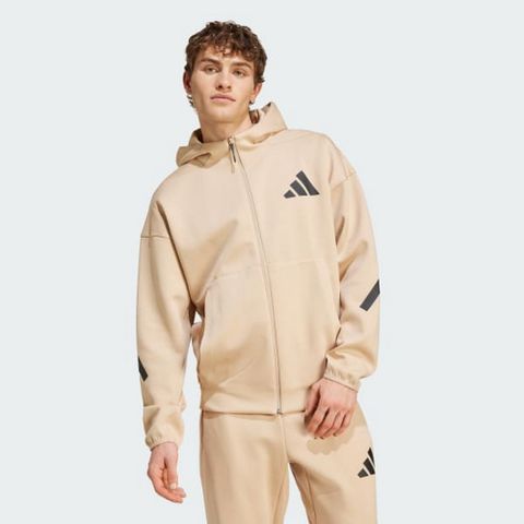 ADIDAS 愛迪達 【ADIDAS】M Z.N.E. FZ 連帽外套 男 奶茶色-JF2445