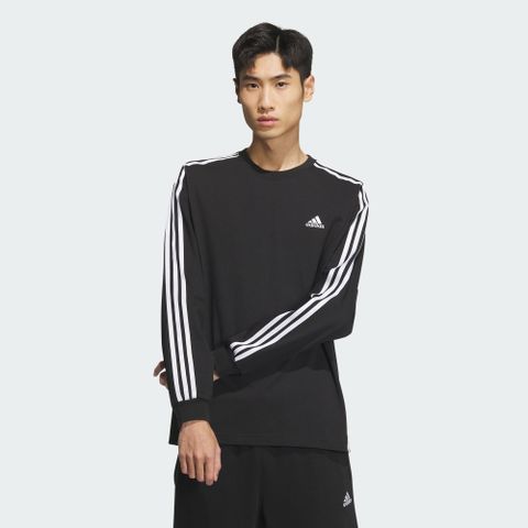 ADIDAS 愛迪達 【ADIDAS】ES+ 3S L/S TEE 長袖上衣 男 黑色-JF3907