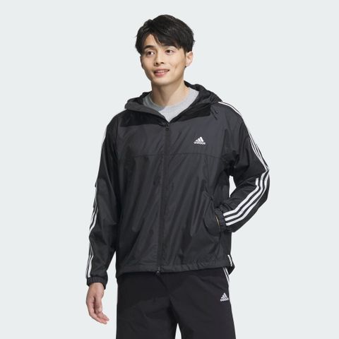 ADIDAS 愛迪達 【ADIDAS】ES+ 3S WV JKT 風衣外套 男 黑色-JF3912