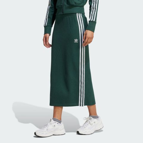 adidas 愛迪達 KNITTED SKIRT 短裙 女 綠色 運動長裙-IW3167