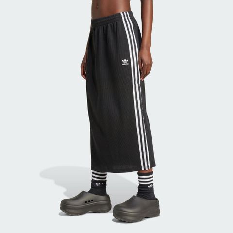 ADIDAS 愛迪達 KNITTED SKIRT 短裙 女 黑色 運動長裙-IY7279