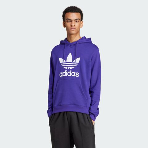 ADIDAS 愛迪達 TREFOIL HOODY 連帽上衣 男 紫色 帽T-IZ2362