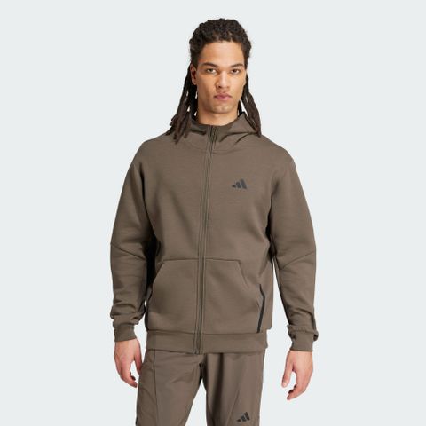 【ADIDAS】D4T FULL-ZIP HO 連帽外套 男 吸濕排汗 咖啡色-IY1133