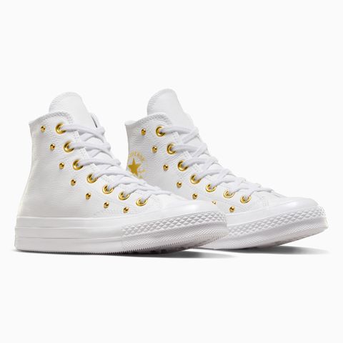 【CONVERSE】CHUCK 70 1970 HI 高筒 休閒鞋 鉚釘皮革鞋 女鞋 白色-A06808C