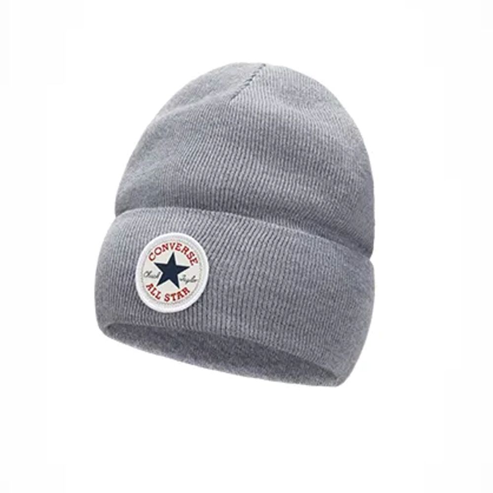  【CONVERSE】CHUCK PATCH BEANIE 保暖帽 毛帽 男帽 女帽 灰色-10022137-A02