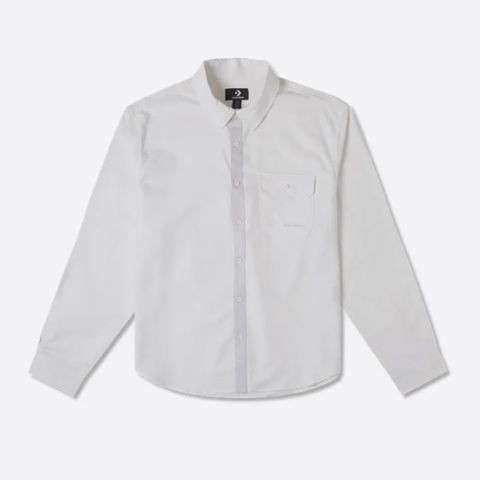 【CONVERSE】OXFORD BUTTON DOWN 長袖襯衫 男 白色-10025637-A03