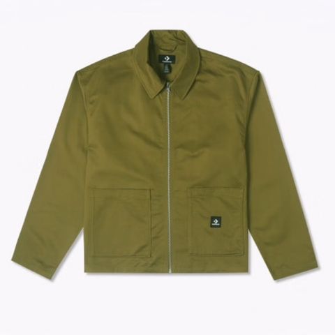 【CONVERSE】WOVEN SHIRT JACKET 休閒外套 男 軍綠色-10026149-A01