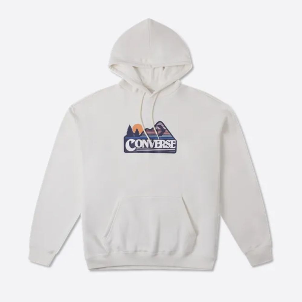  【CONVERSE】LOGO HEAVYWEGHT HOODIE 連帽上衣 男 白色-10026526-A03