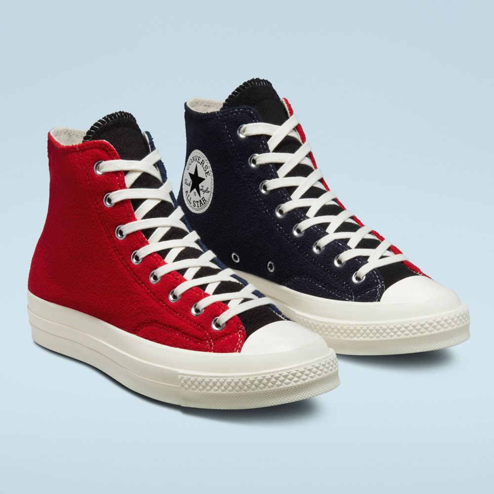 CONVERSE】CHUCK 70 HI 高筒休閒鞋男鞋女鞋三色拼接紅灰藍色-172267C