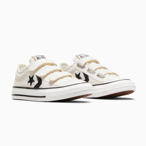 CONVERSE STAR PLAYER 76 3V OX 低筒 休閒鞋 童鞋 中大童 魔鬼氈 白色-A05218C