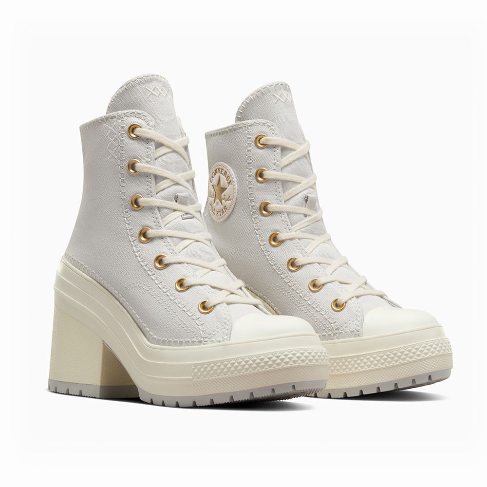  【CONVERSE】CHUCK 70 DE LUXE HEEL HI 高筒 休閒鞋 高跟鞋 厚底鞋 男鞋 女鞋 淺灰-A07551C