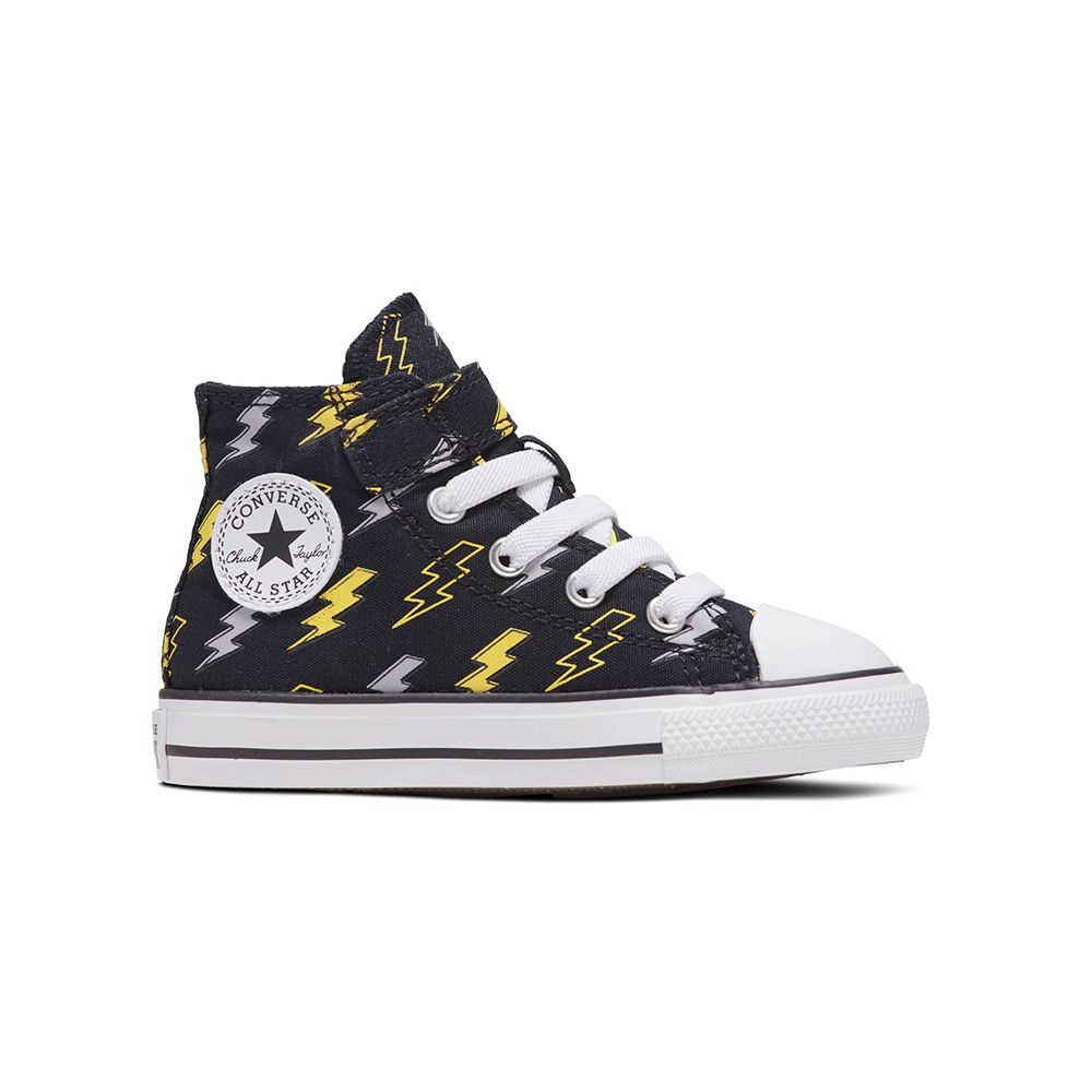  【CONVERSE】CTAS 1V HI 高筒 休閒鞋 童鞋 小童  嬰幼 魔鬼氈 閃電 黑色-A08375C