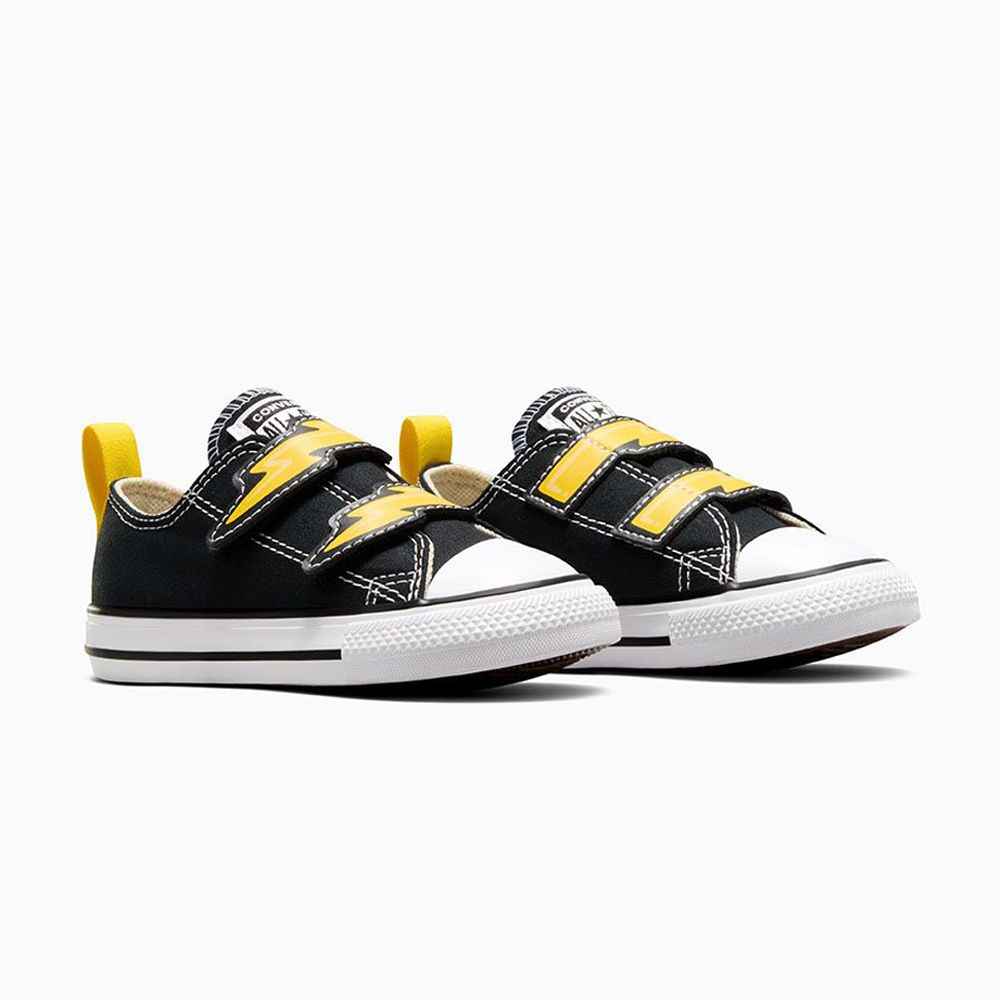  【CONVERSE】CTAS 2V OX 低筒 休閒鞋 童鞋 小童 嬰幼 魔鬼氈 閃電 黑色-A08376C