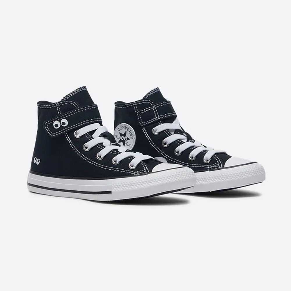  【CONVERSE】CTAS 1V HI 高筒 休閒鞋 童鞋 中童鞋 大童鞋 魔鬼氈 黑色-A10385C